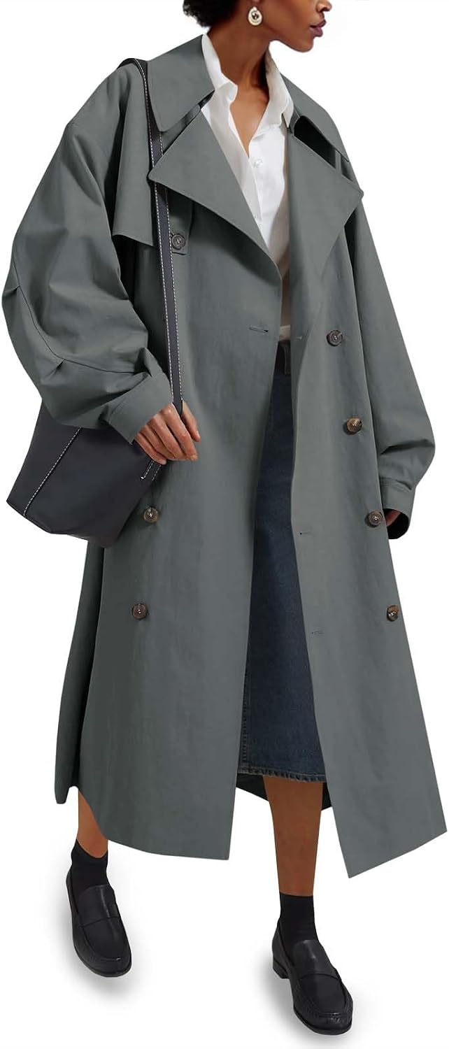 Long Double Breasted Trench Coat for Women