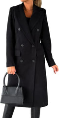 Double Breasted Woolen Pea Coat for Women