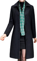Slim Fit Solid Wool Overcoat for Women