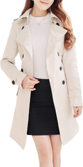 Double Breasted Slim Fit Trench Coat for Women