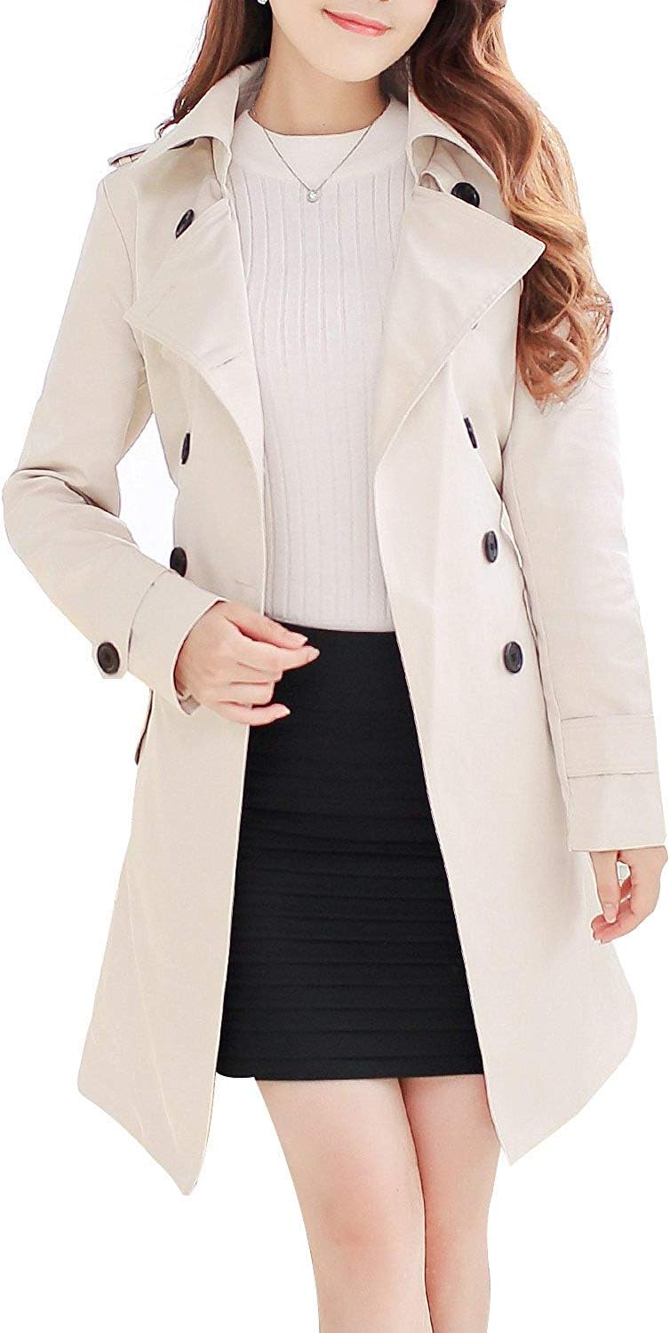 Double Breasted Slim Fit Trench Coat for Women