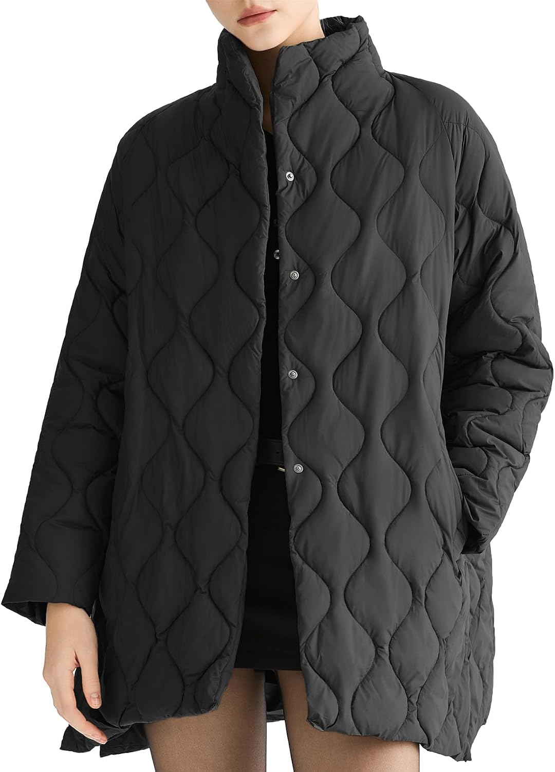 Stand Collar Quilted Puffer Jacket for Women