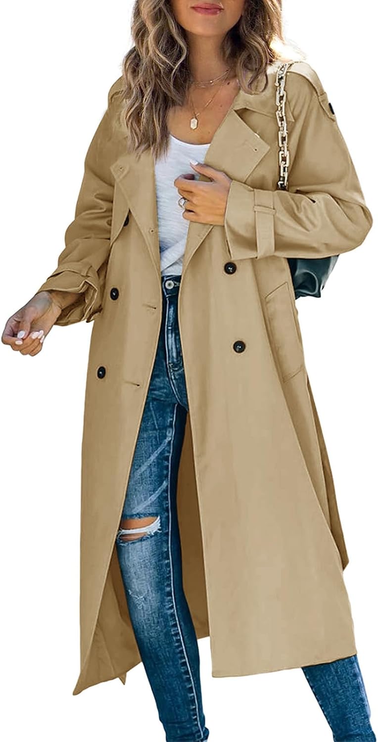 Slim Fit Double Breasted Trench Coat for Women