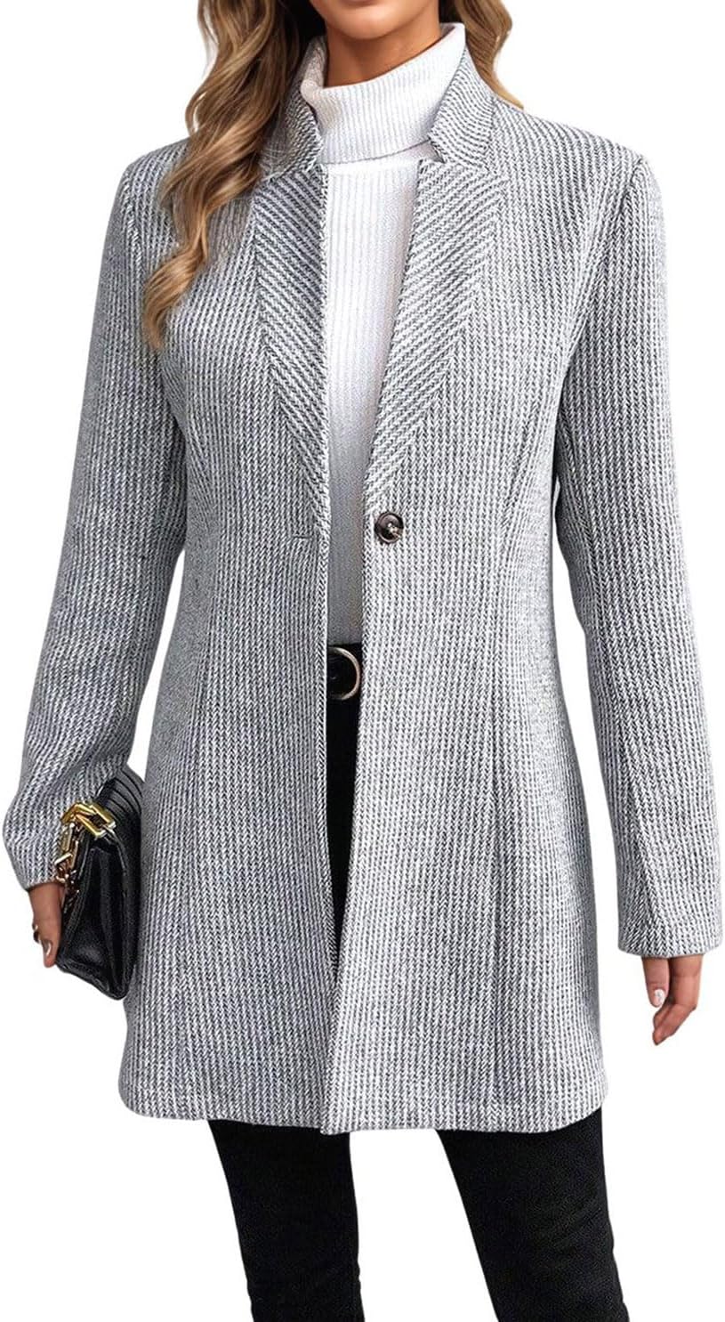 Mid Length Wool Blend Pea Coat for Women