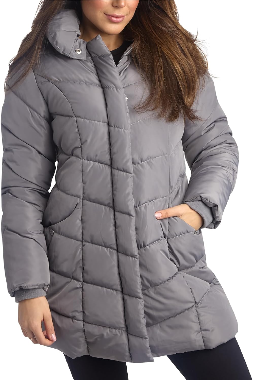 Long Hooded Quilted Puffer Coat for Women
