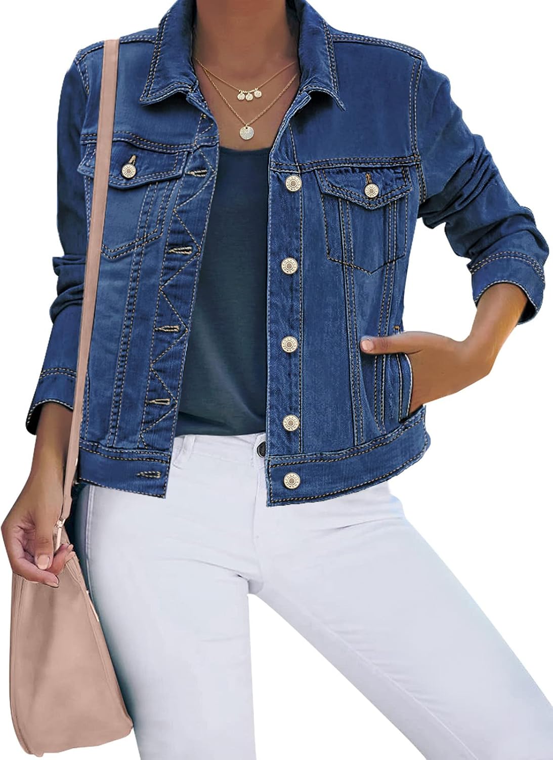 Collared Button Down Jacket for Women