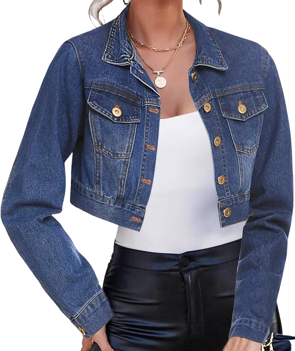 Cropped Ripped Denim Jacket for Women