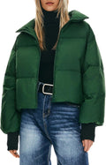 Cropped Duck Down Insulated Coat for Women